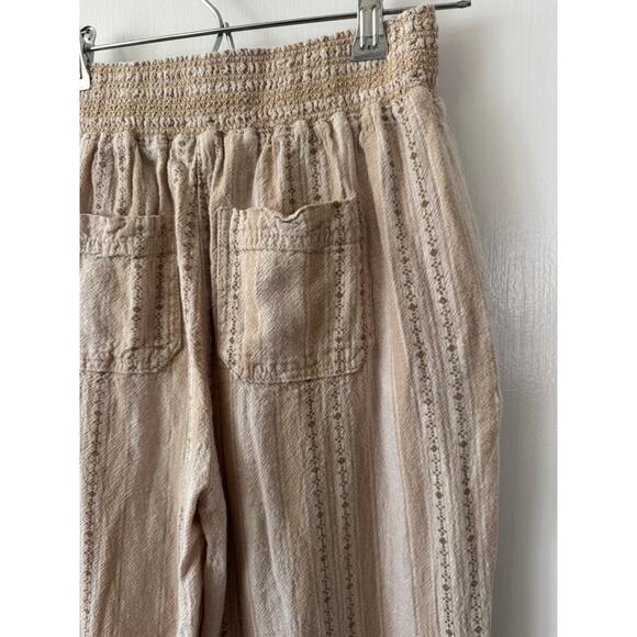 Briggs New York Khaki Brown Linen Blend Striped Wide Leg Pants Size Small - Picture 7 of 10